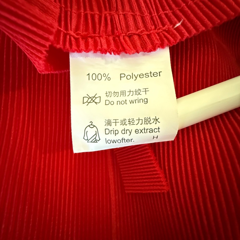 Red Pleated Cheongsam Dress Phoenix Bird Asian Style Mandarin‎ Collar - Picture 5 of 6